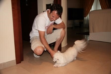 Με τον Nicky, το σκύλο του που έχει πριν από τον ερχομό του Hayden στο ΜotoGP